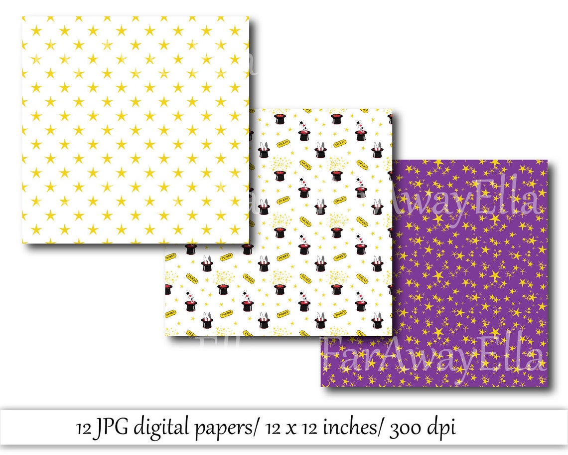 Magic Digital Paper Magic Show Background Printable Magician - Etsy