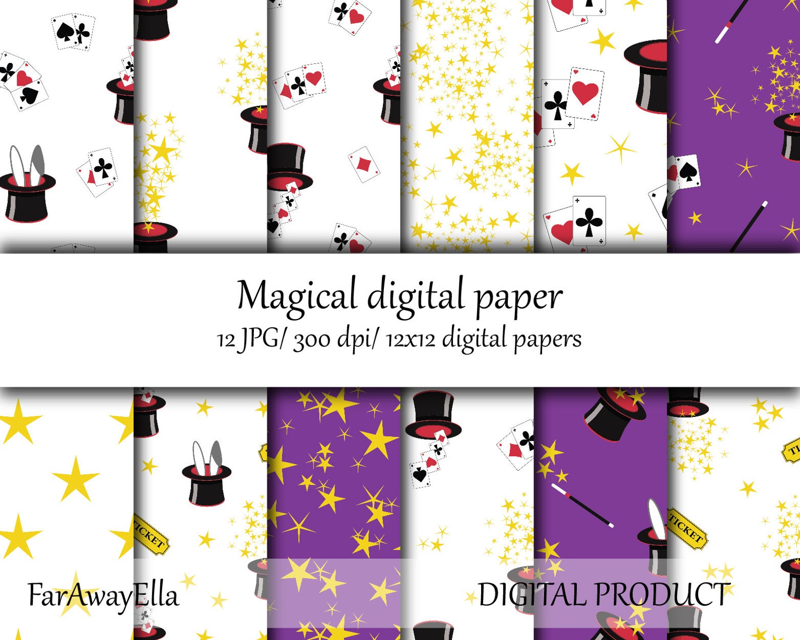 Magic Digital Paper Magic Show Background Printable Magician - Etsy