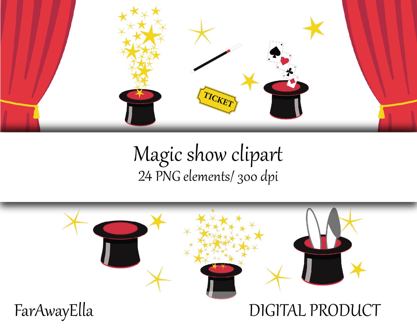 magic show clipart 24 png magic clip art elements magic etsy