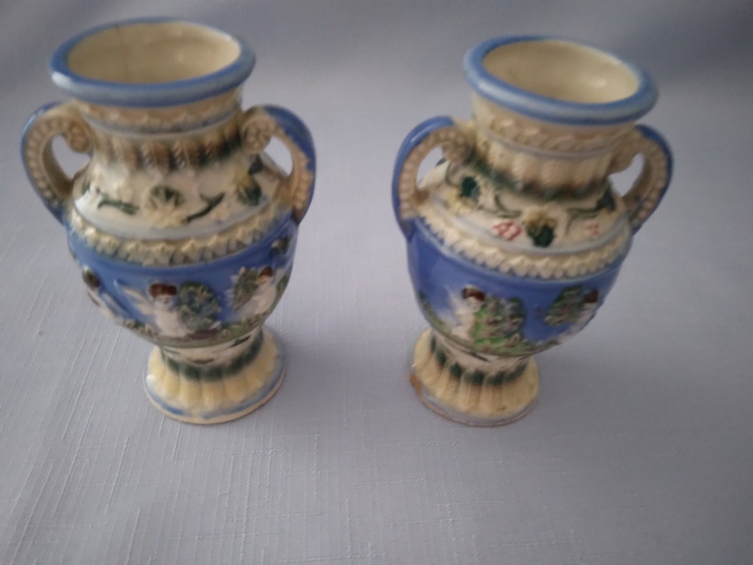 Vintage Small Blue Vases Made in Japan Etsy