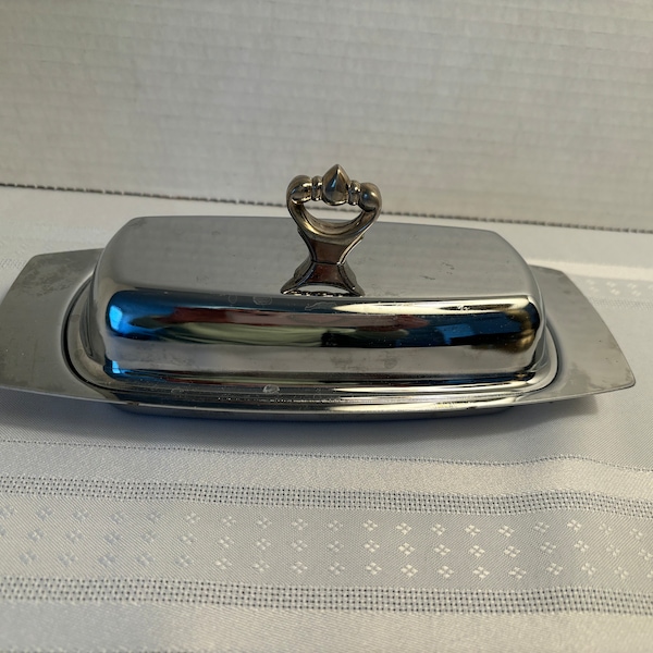 Vtg. Kromex butter dish, no glass liner. Very nice collectible for mid century or retro collectors
