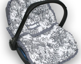 Cover for portable carseat, with zipped-on blanket