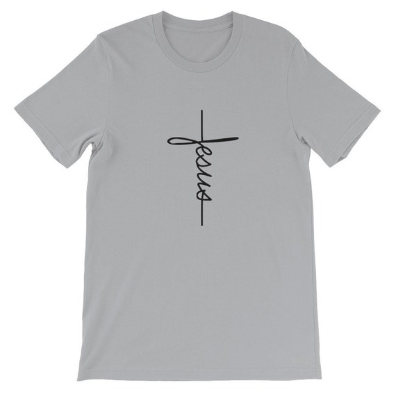 Jesus Cross T-Shirt Handwritten Design Cursive Writing | Etsy