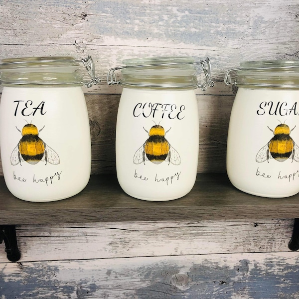Tea Coffee Sugar Canisters Etsy