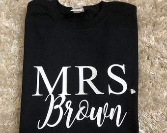 New! Custom Bride-to-be T-shirt - Black, Custom  Bride, Fiance, MRS, Personalized Bride-to-be, Wedding Shirt