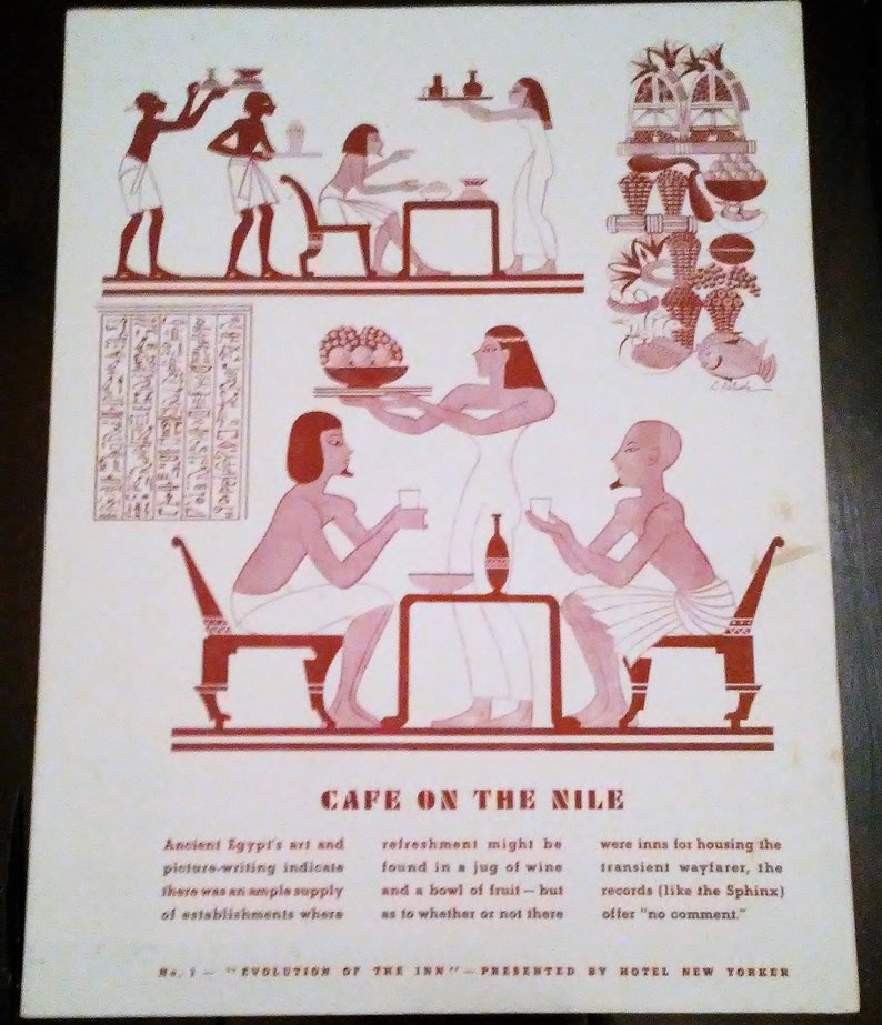 Antique Menu From Hotel New Yorker S Manhattan Room S Presentation Of Cafe On The Nile Dating From April 18th 1949