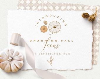Charming Fall Icon Collection and Seamless Patterns