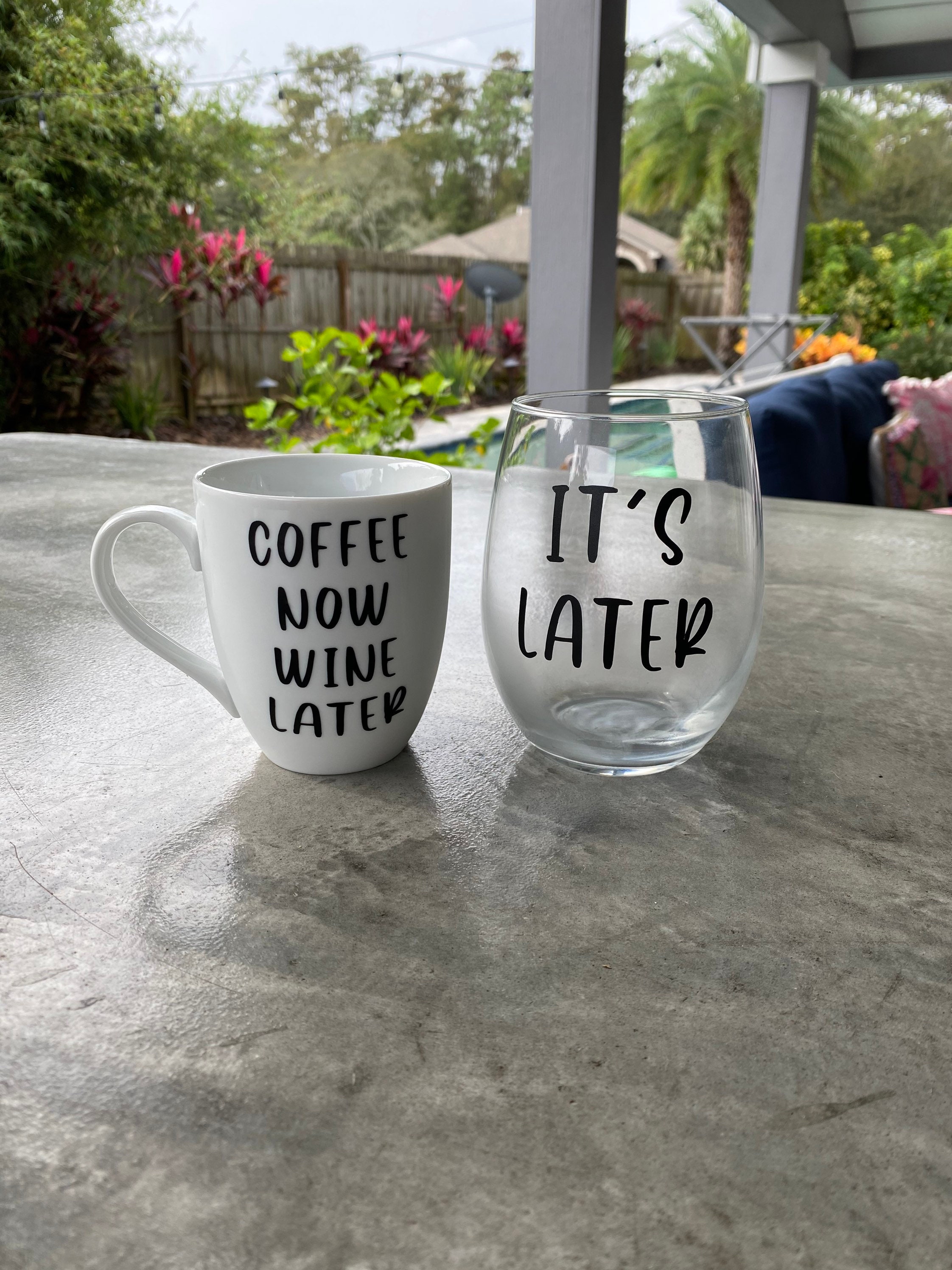 Coffee Mug and Wine Glass Set Before and After Cups Am PM Etsy UK