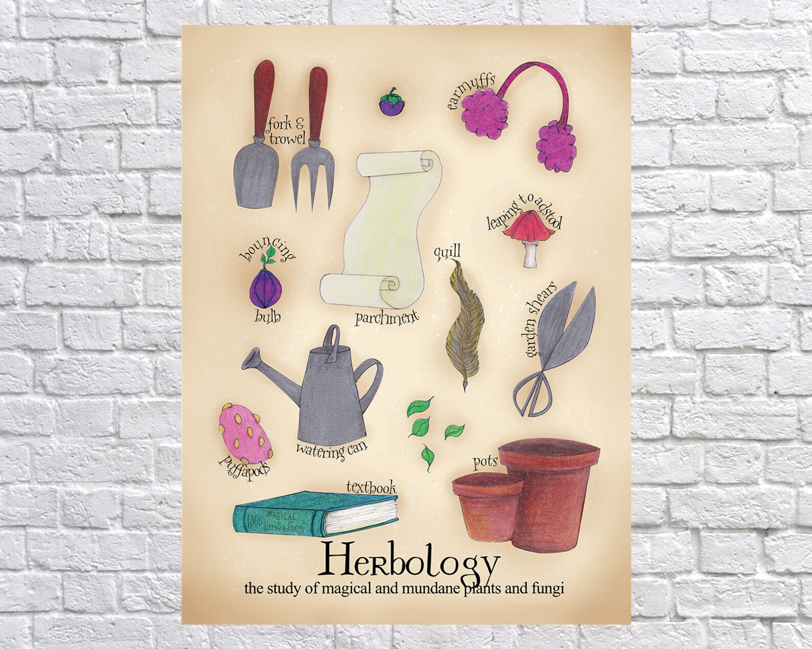 Herbology Poster Hogwarts subject poster Magic class Etsy