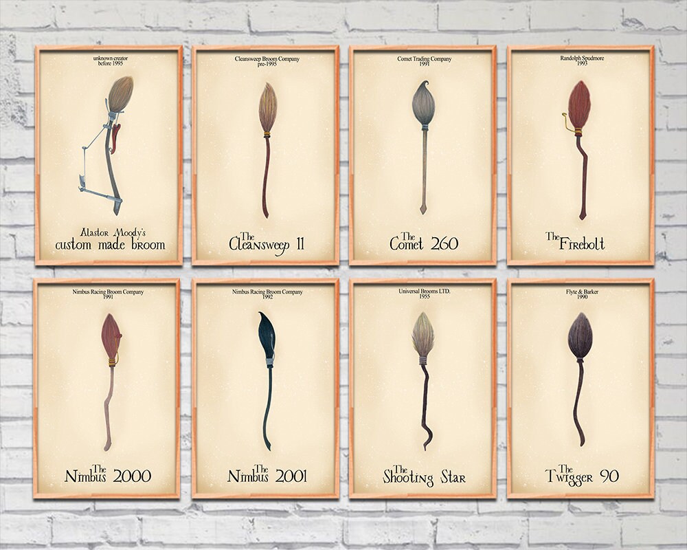 Racing brooms Quidditch brooms Hand drawn Harry Potter Etsy