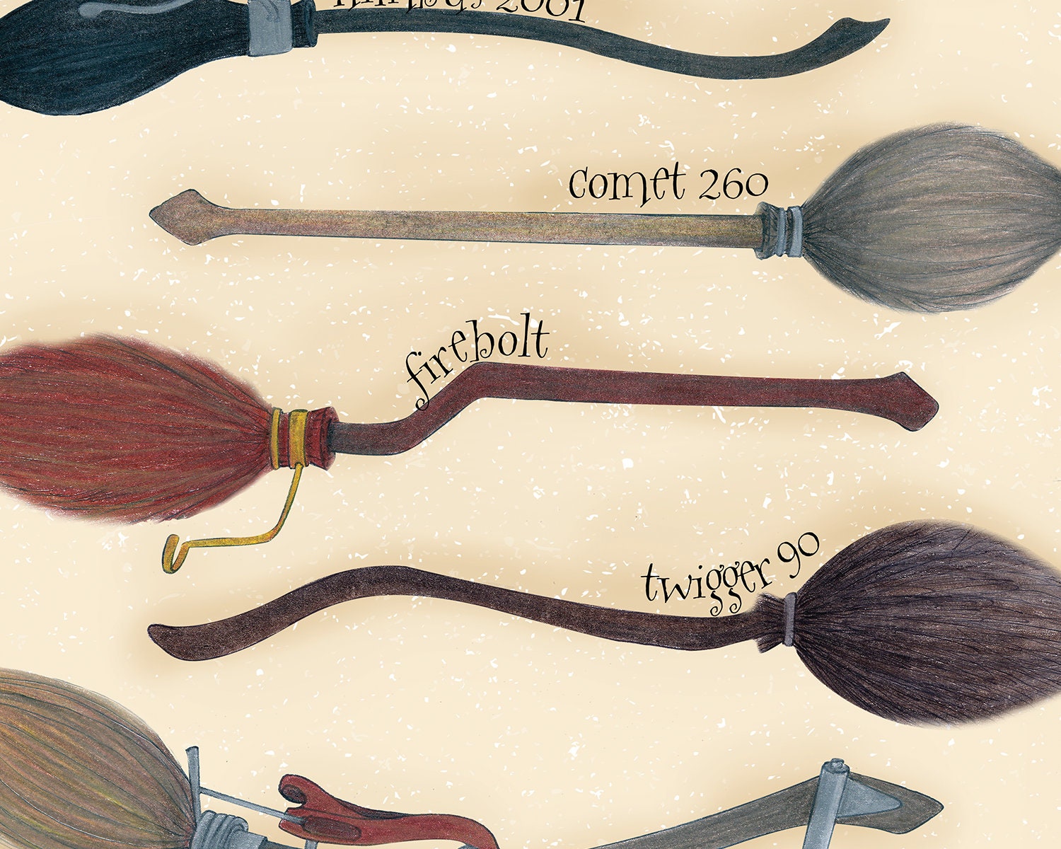 Racing Brooms Poster Quidditch brooms Firebolt Nimbus Etsy