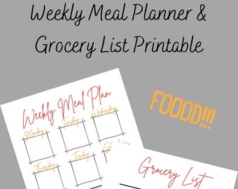 Weekly Meal Plan & Grocery List Printable