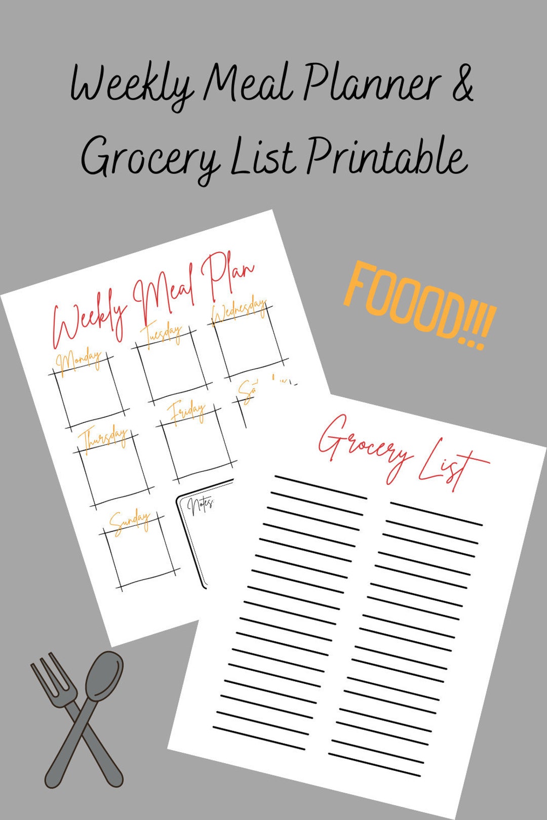 Weekly Meal Plan & Grocery List Printable - Etsy Hong Kong