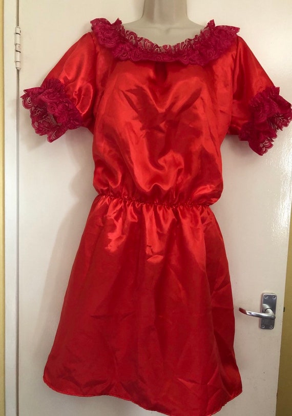 frilly red dress