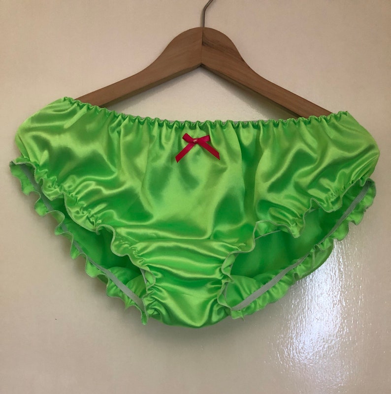 Beautiful lime green sissy satin panties waist ALL SIZES Etsy