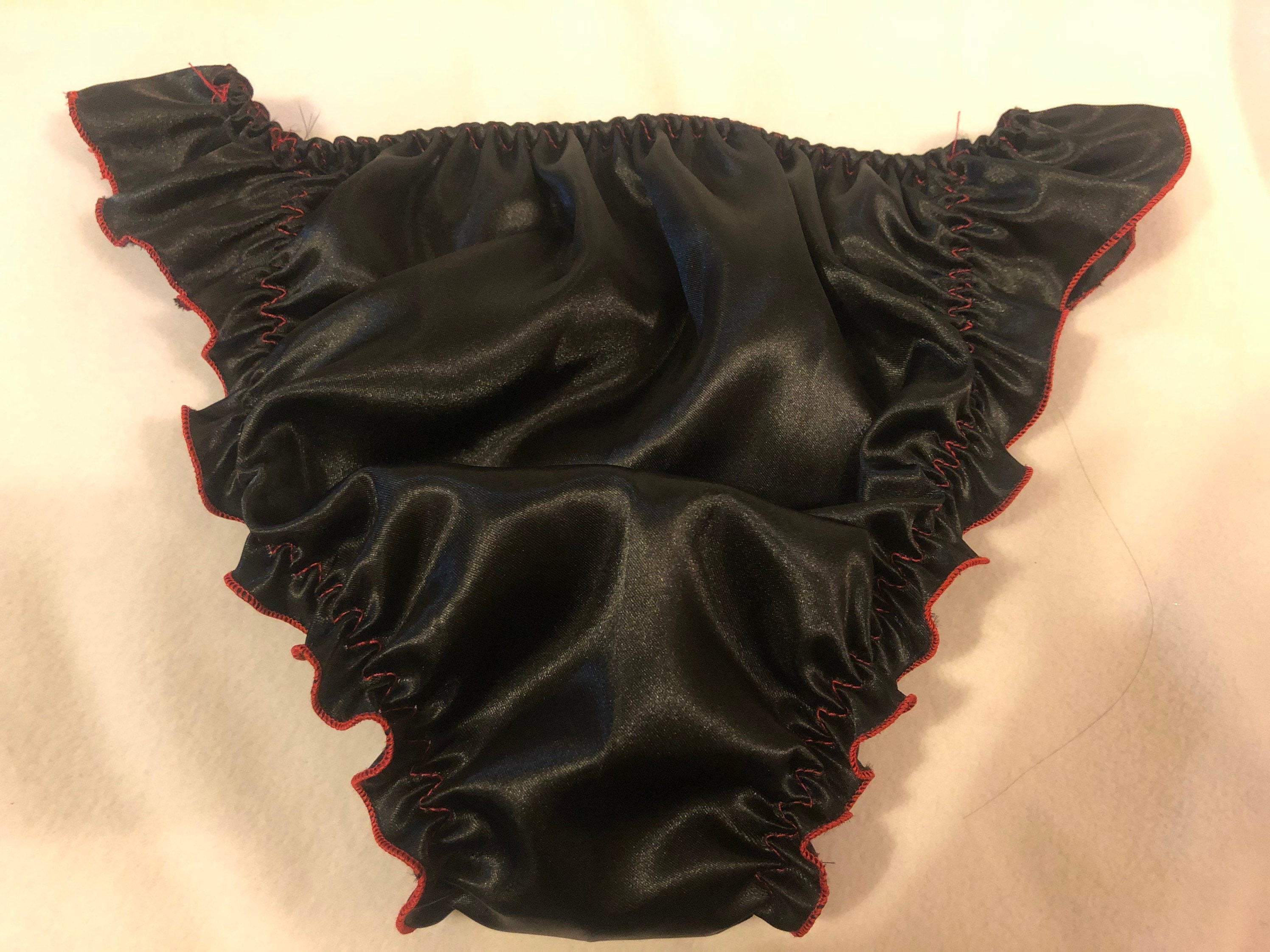 Sissy black panties red trim all sizes | Etsy