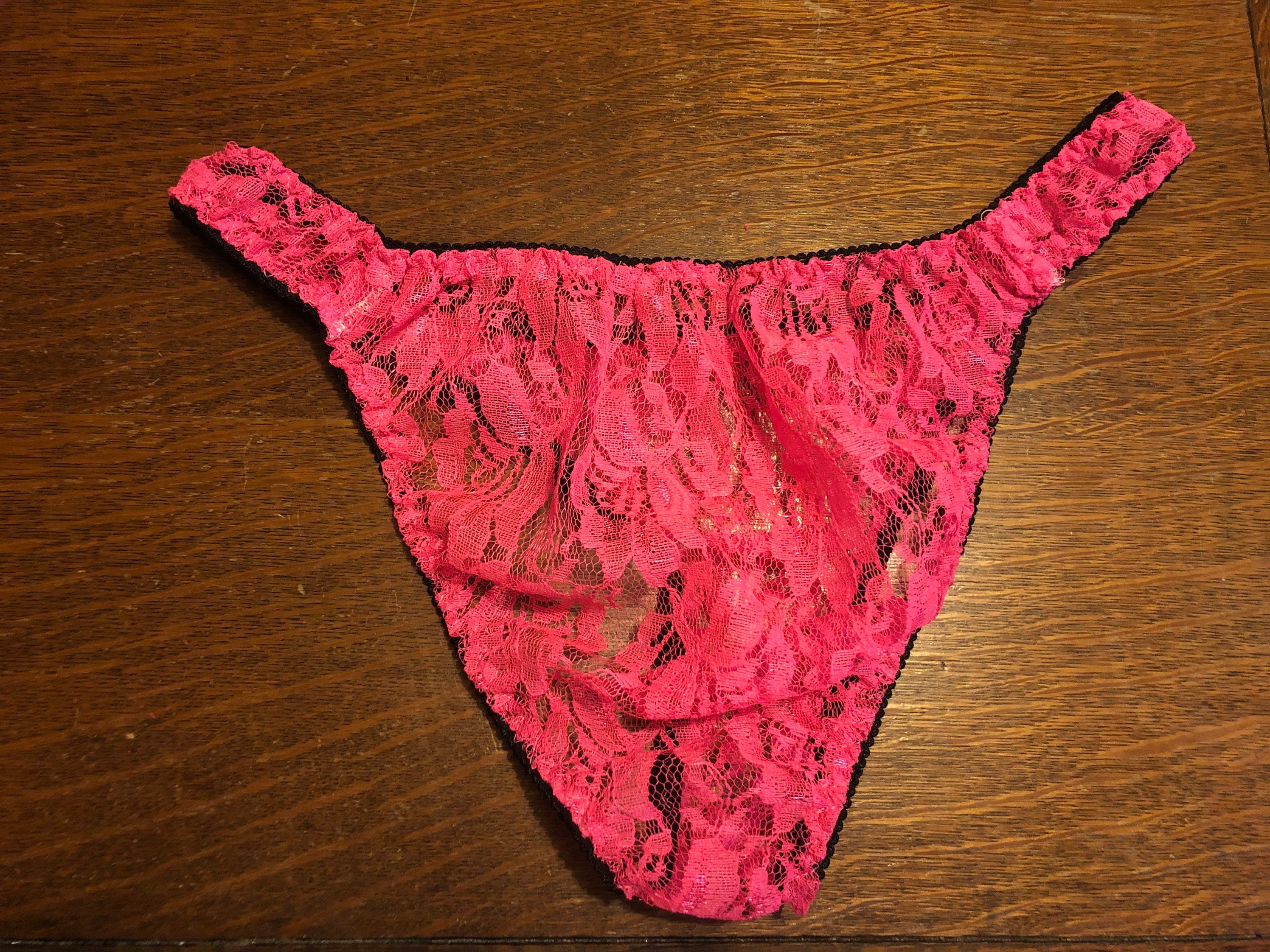 Beautiful Pink Lace Panties Thong For Men All Sizes Etsy 
