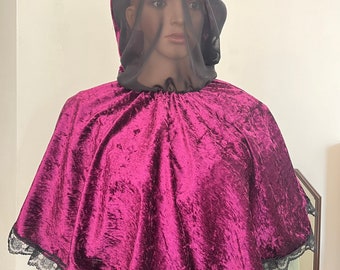 Crushed velvet cape hood chiffon face cover