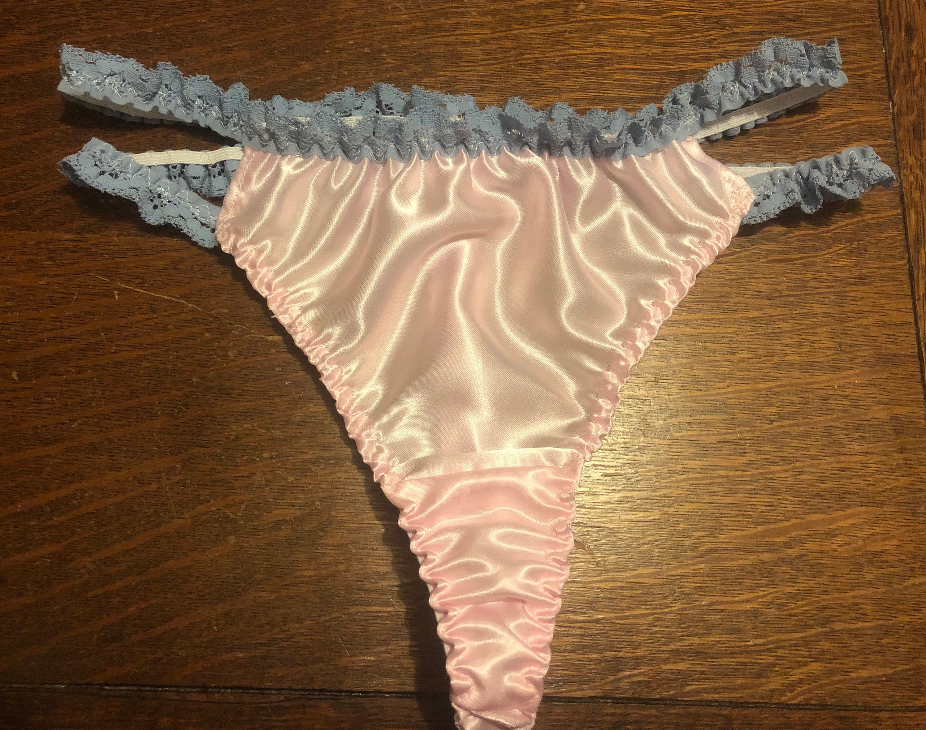 Ladies Pink Satin Panties G String Thong Etsy 