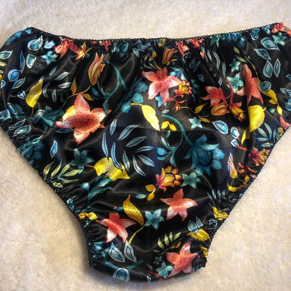 Satin bikini panties floral multi colour for men all sizes