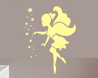 Fairy / elf with stars (motif sizes 20 x 16 cm - 80 x 62 cm) wall stencil for children's rooms, painter's stencil, stencil