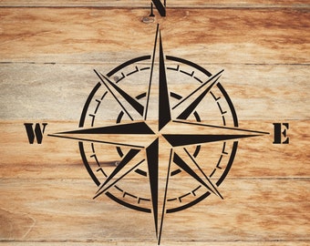 Compass Rose - Sizes XXL 84 x 80 cm, stencil film extra strong self-adhesive, painter's stencil, adhesive stencil, stencil, airbrush stencil