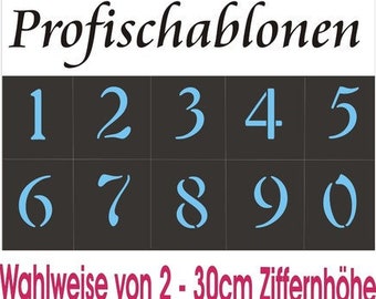 Schriftschablone, Ziffern, Zahlenschablonen, Malerschablonen, Nummernschablone, Stencils, Ziffernschablonen - Ziffern NEU  2-30cm