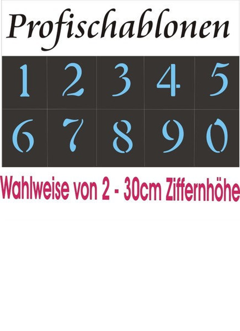 Schriftschablone, Ziffern, Zahlenschablonen, Malerschablonen, Nummernschablone, Stencils, Ziffernschablonen Ziffern NEU 2-30cm Bild 1