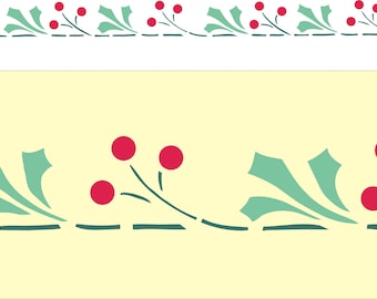 Kersenrank - stencil voor decoratie en ontwerp, schildersstencil, muurfries, rand, randen, muurstencil