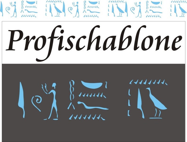 Wandschablone, Malerschablone, Stencil, Schablone, Motivschablone, Schablonenfries, Wandfries, Dekorfries, Dekorschablone Hieroglyphen 1 Bild 1