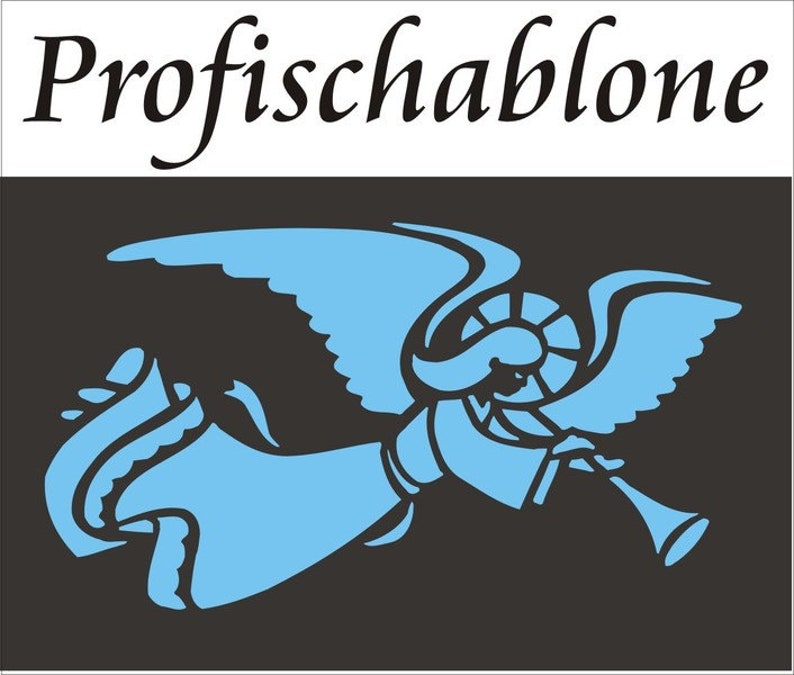 Schablone, Malerschablone, Kinderschablone, Engelschablone, Dekorschablone, Stupfschablone, Wandschablonen, Stencil Engel mit Posaune Bild 1