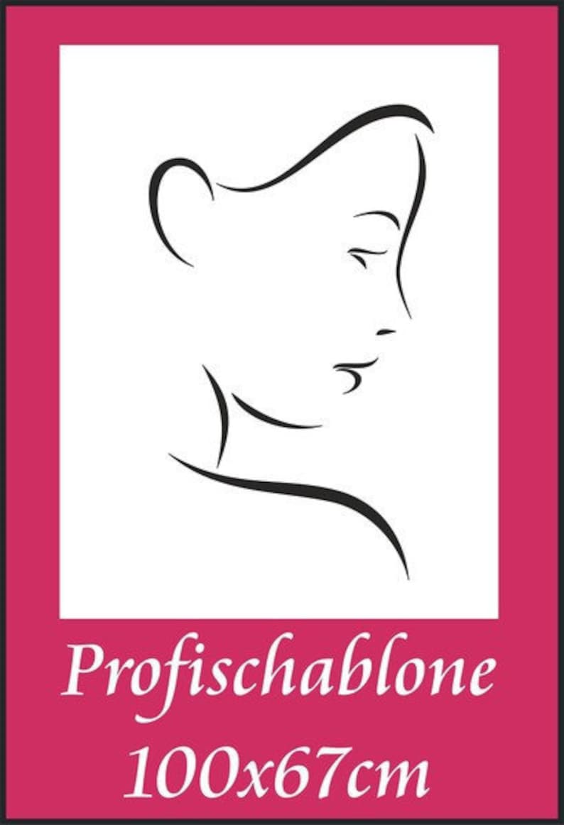 Wandschablone, Malerschablonen, Schablonenmalerei, Schablone, Stencils, Modern Art Frauenkopf 4 Motivgrößen 30x18cm, 62x38cm, 94x56cm Bild 1