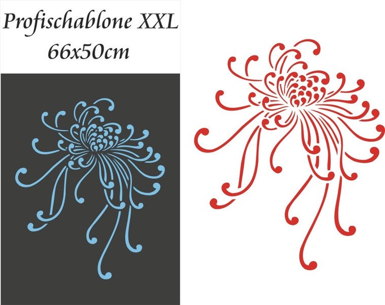 Schablone, Malerschablone, Wandmalerei, Schablonenmalerei, Stencils, Schablonenmalerei, Wandschablone Chrisanthemenblüte XXL Bild 1