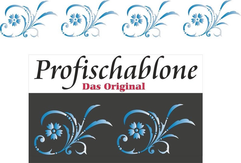 Schablone, Borde, Wandfries, Bordüre, Malerschablone, Dekor, Wandschablone, Stencils Friesranke 3 Motivgrößen 31x10cm, 62x20cm, 93x30cm Bild 1