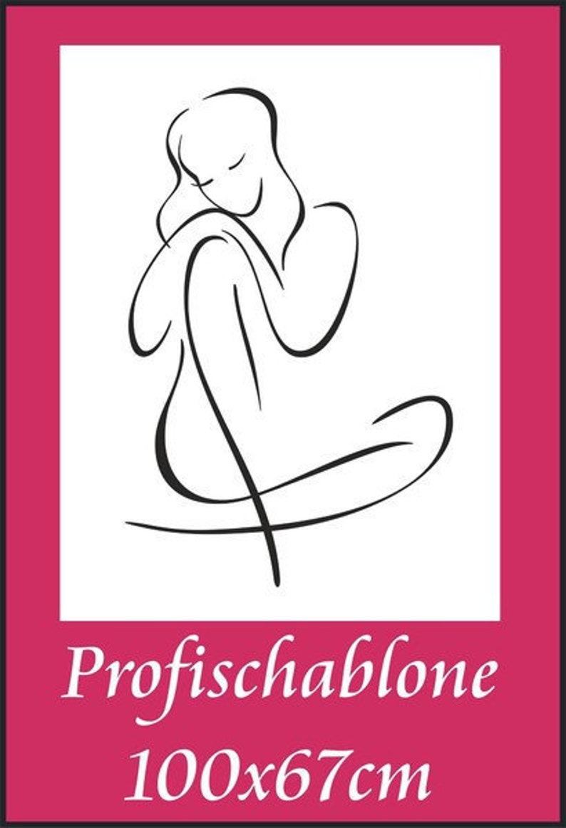 Wandschablone, Schablone, Stencils, Malerschablone, Wanddeko, Wanddekor, Modern Art Frauenakt 6 Motivgrößen 30x20cm, 61x40cm, 92x60cm Bild 1