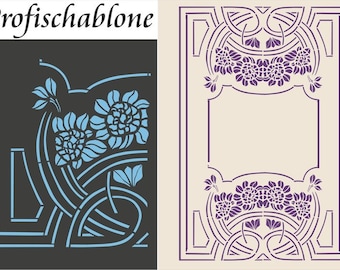 Wandschablone, Malerschablone, Jugendstilschablone, Wanddeko, Wanddekor, Jugendstil, Stencil, Jugendstilmalerei  - Jugendstil Deckenornament