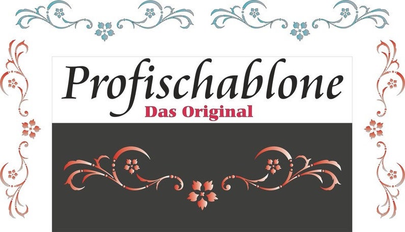 Schablone, Malerschablone, Borde, Bordüre, Wandfries, Wandschablone, Stencils Friesranke 1 Motivgrößen 31x7cm, 62x14cm, 93x21cm Bild 1