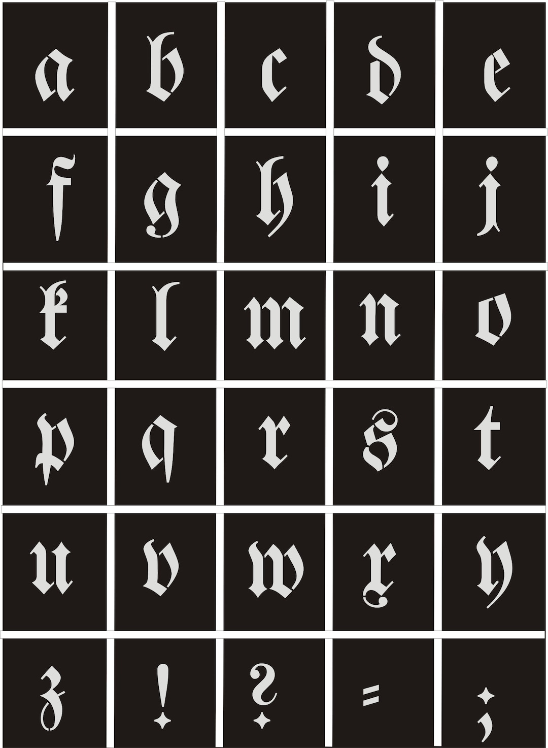  Lowercase Letters A-z = 4-30 Cm, Font - Walfra, Stencils, Font Stencil Bildidee 