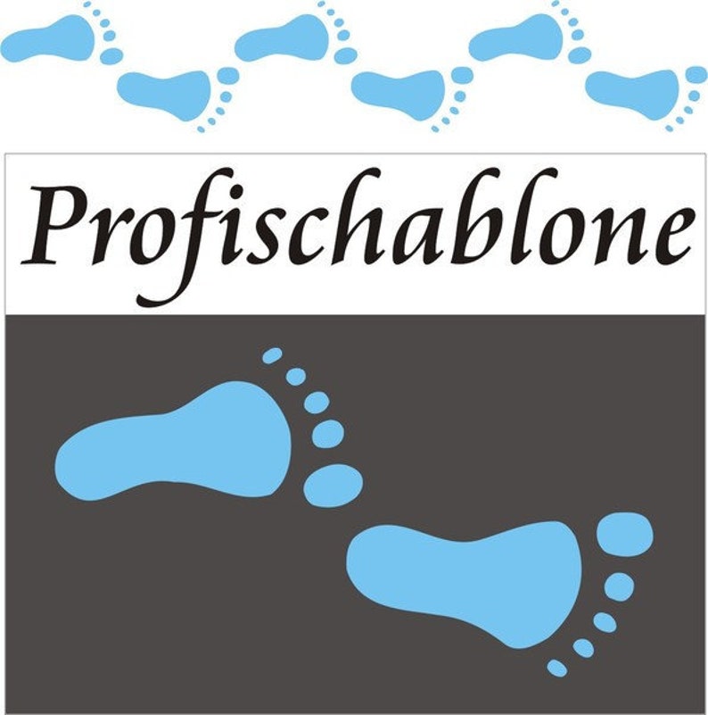 Textilschablone, Stencils, Malerschablone, Dekorschablone, Bordüre, Schablonenmalerei, Wandmalerei, Wandschablone Fußabdrücke Bild 1