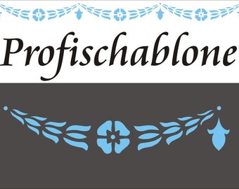 Kordelblüten - Wandschablone, Malerschablone, Bordüre, Stupfschablone, Rankenfries, Schablonenfries, Kordelfries, Schablone, Stencil, Dekor