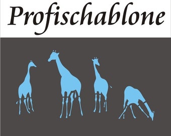 Muurstencil, schildersstencil, girafstencil, dierenstencil, kinderstencil, kindermotief, sjablonen, Afrikaanse stijl - kudde giraffen 34 x 18 cm
