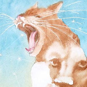 Acquerello originale gatto astrologico, regalo segno zodiacale leone,  Zodiaco nati in agosto, regalo per lui lei amante gatti, astrologia