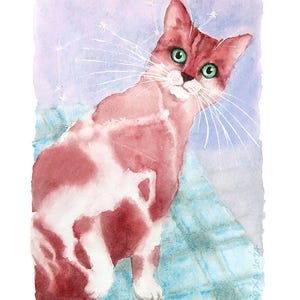 Acquerello originale gatto astrologico, regalo segno zodiacale Sagittario, Zodiaco nati dicembre, regalo lui e lei amante gatti, astrologia