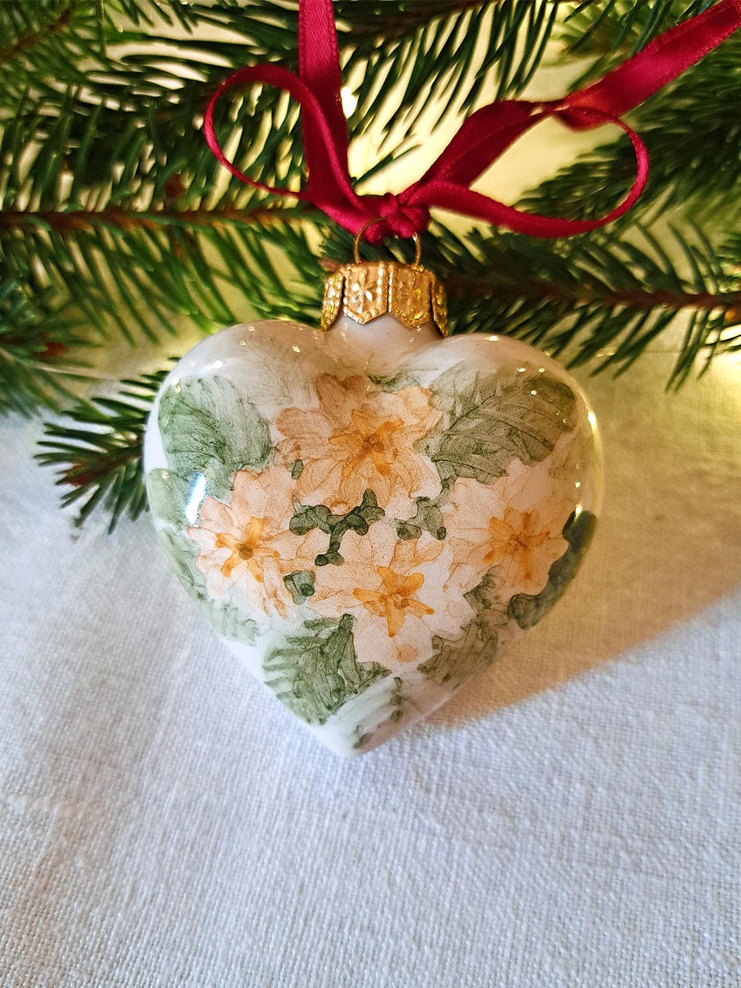 Spring Bauble Italy Hand Painted Ceramic Bauble, Spring Heart Shaped Decorations ...