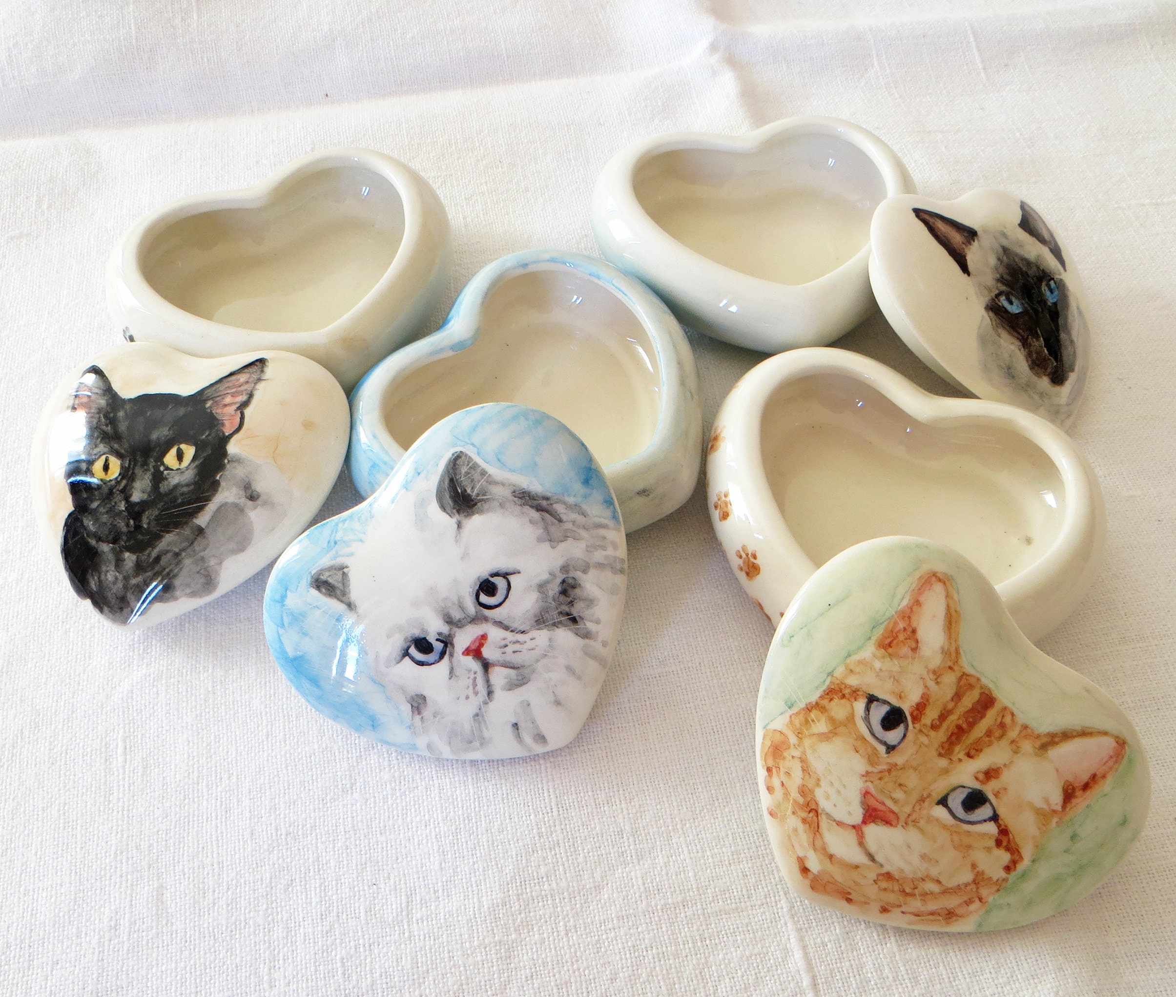 Hand Painted Wooden Box Cat - Etsy