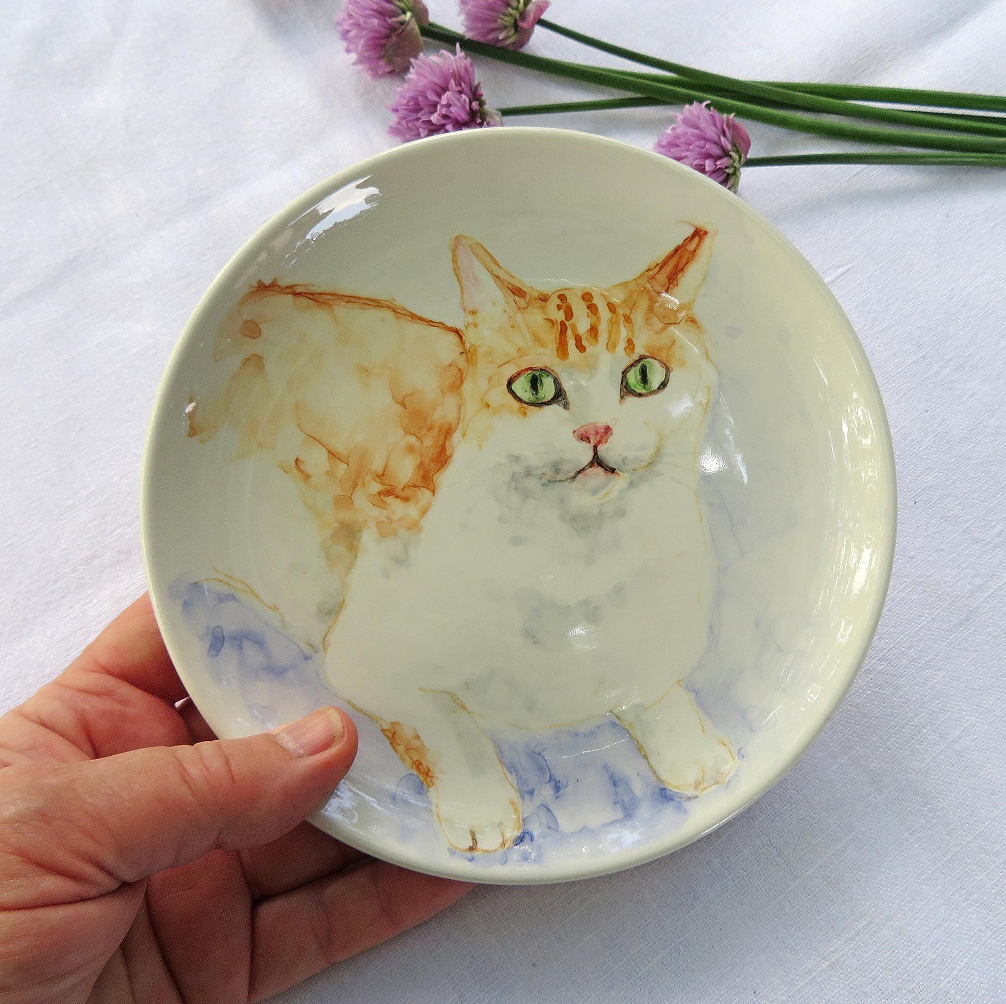 Set Di 6 Piattini In Ceramica A Forma Di Cuore Con Stampa Gatto - Per Salsa, Sushi E Snack - Foto 9