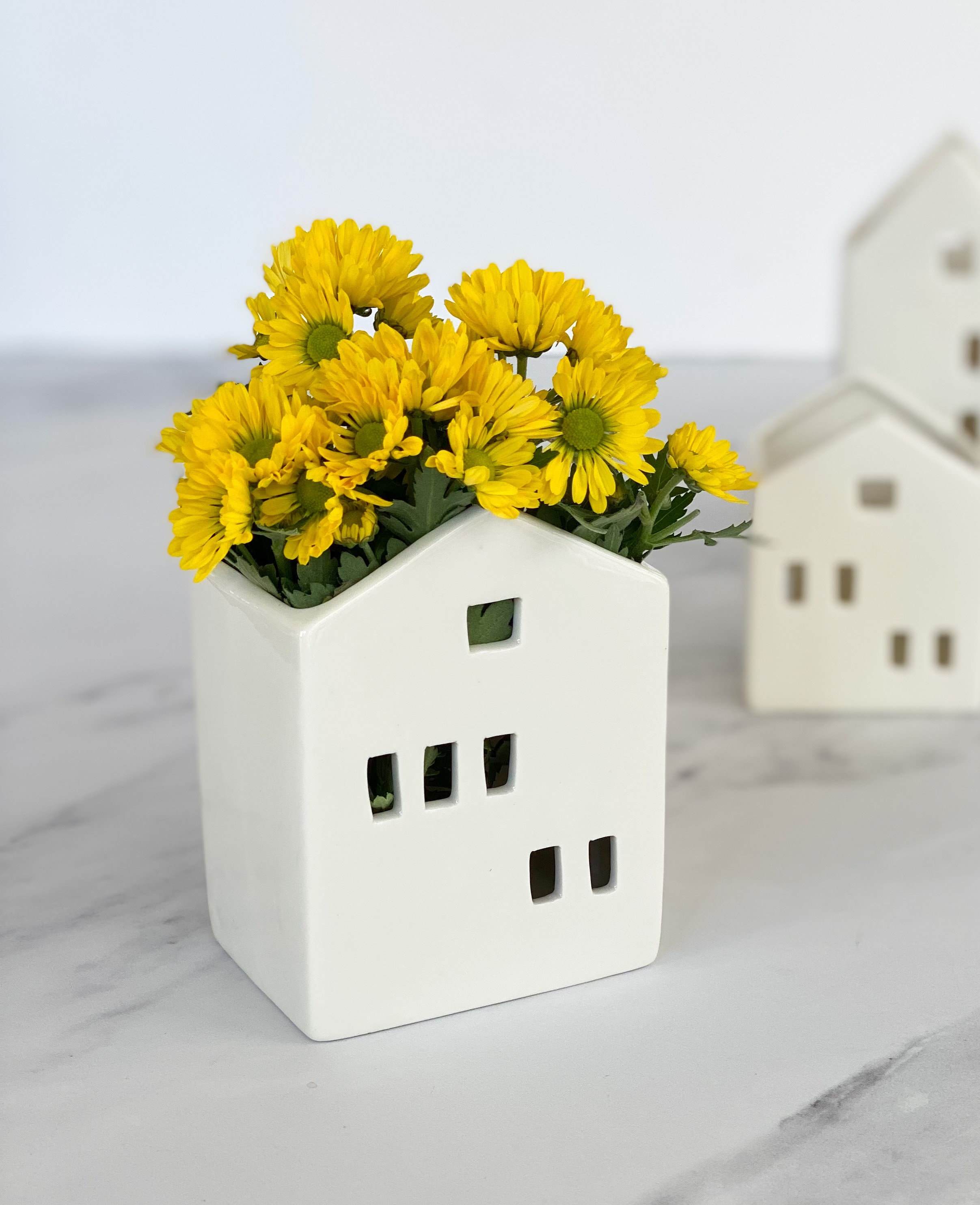 Set of 3 Ceramic House Tea Light Candle Holder/pencil Etsy