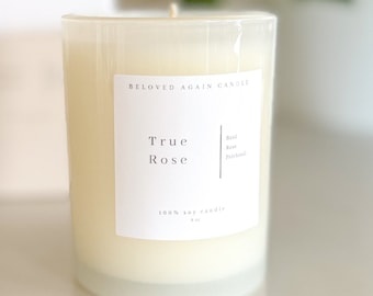 True Rose/8oz/Soy candle/Rose/Basil/grapefruit/magnolia blossoms/patchouli