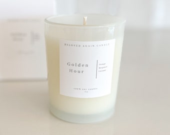 Golden Hour candle/8oz /100% soy candle/ Orange/Bergamot/Coconut/Musk