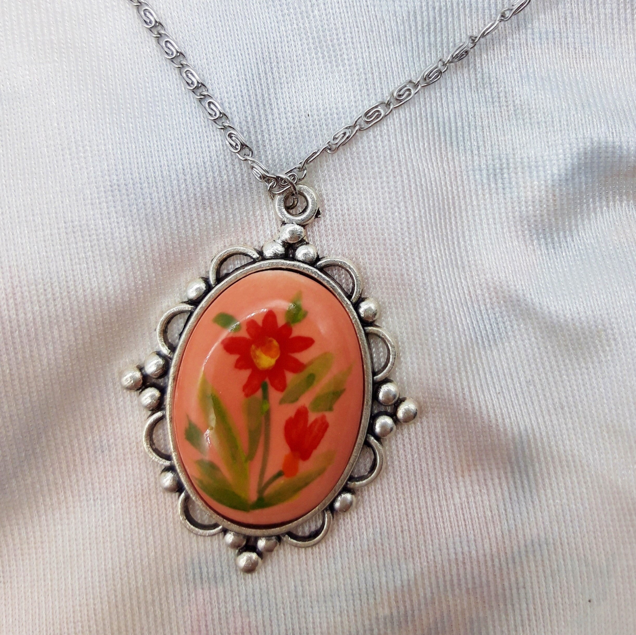 Collier 2 Rangs En Corail Naturel Rose Foncé - Fermoir Camée Cupidon - Argent 925 - Neuf